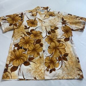 Vintage 60s 70s Hukilau Fashions Shirt Hawaiian Floral Men’s Large